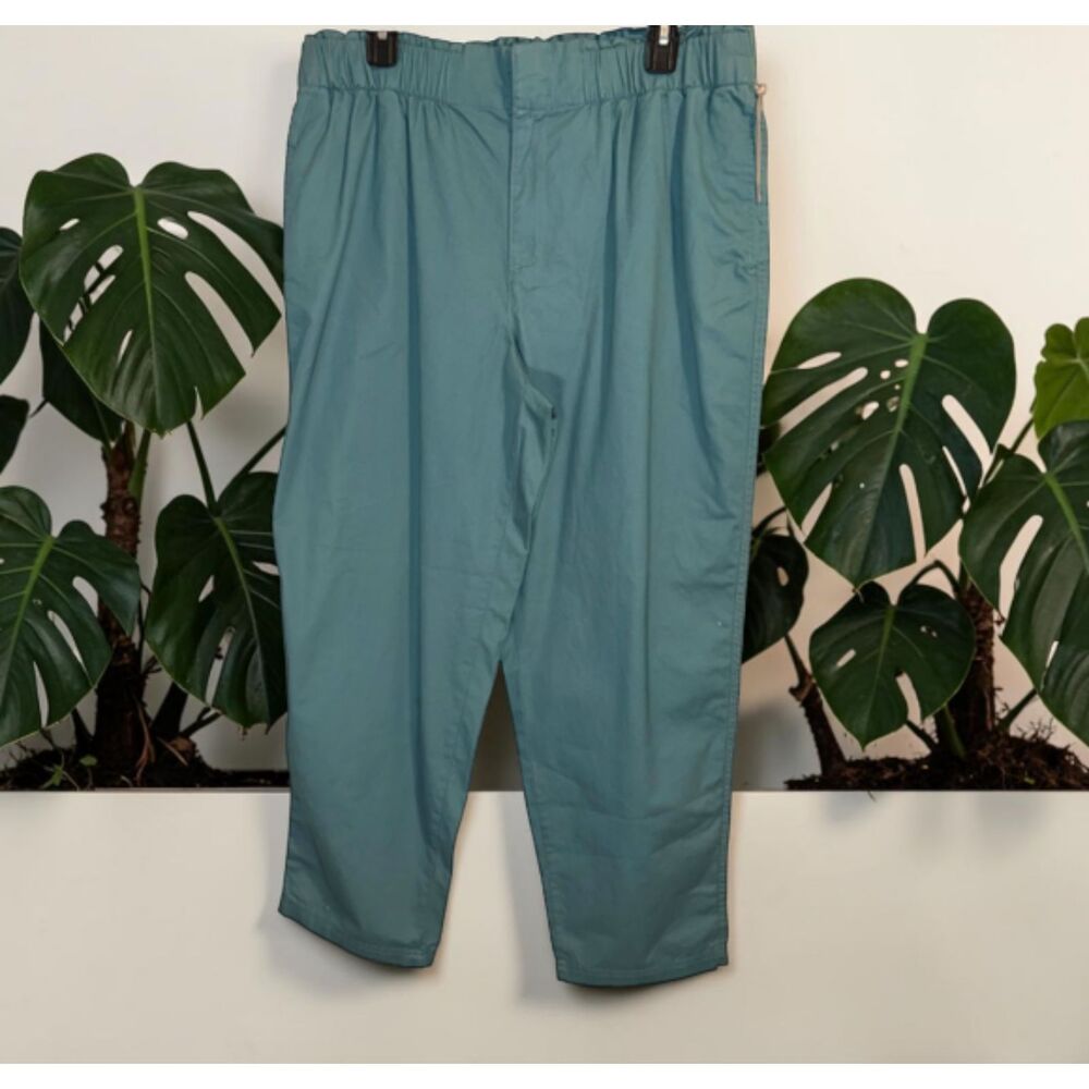 A New Day Teal Pull On Pants Size Large Casual Cropped Pants